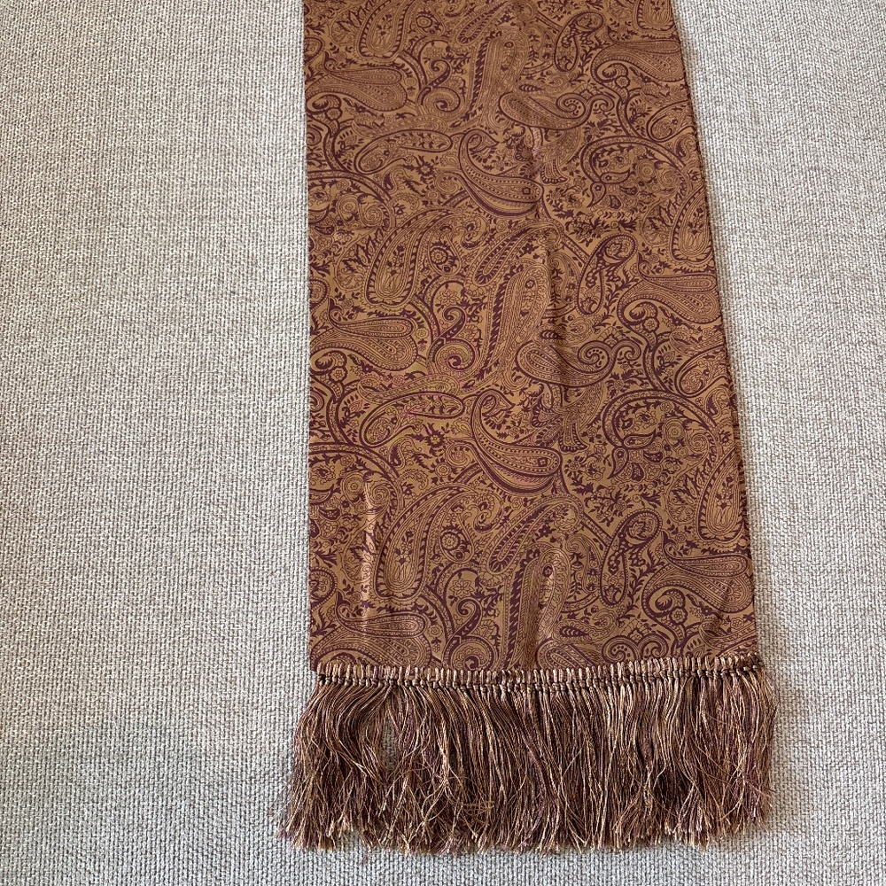 Vintage 1995 silk paisley scarf with fringe